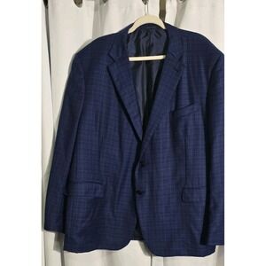 Ermenegildo Zegna Silk Wool Blue Plaid Check Blazer Sport Coat Suit Jacket